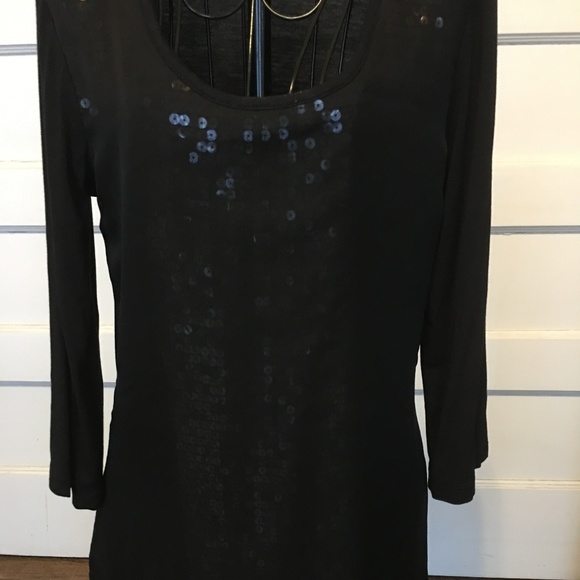 NWOT BADGLEY MICHKA BLACK SEQUINS TUNIC/TOP XS - Picture 2 of 8